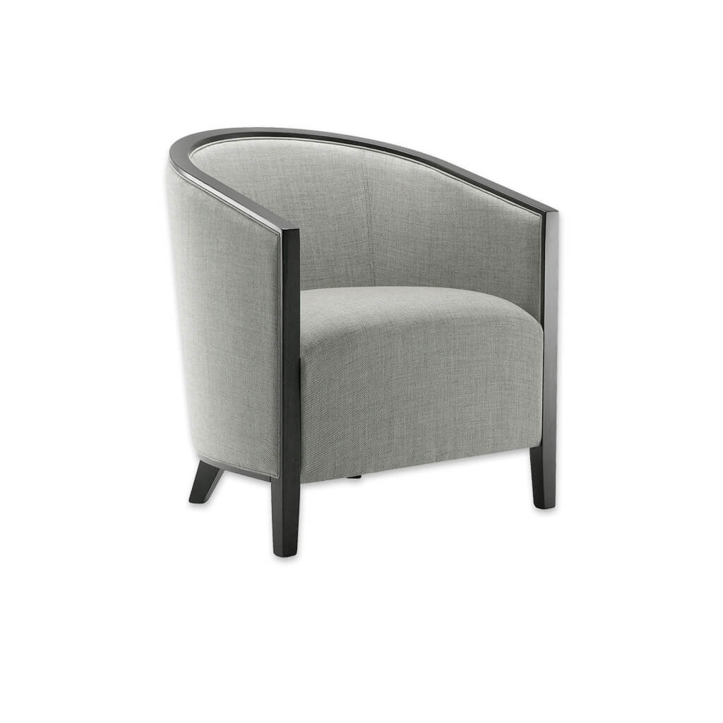 Octavia Curved Back Silver Lounge Chair with Padded Seat and Show Wood Detail - Designers Image