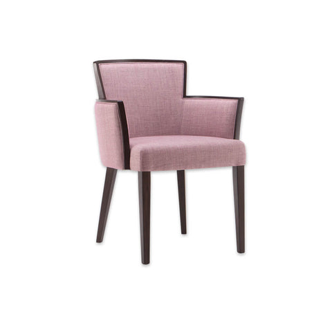 Octavia Pink Tub Chair Angular Show Wood Detailed Arms And Backrest 