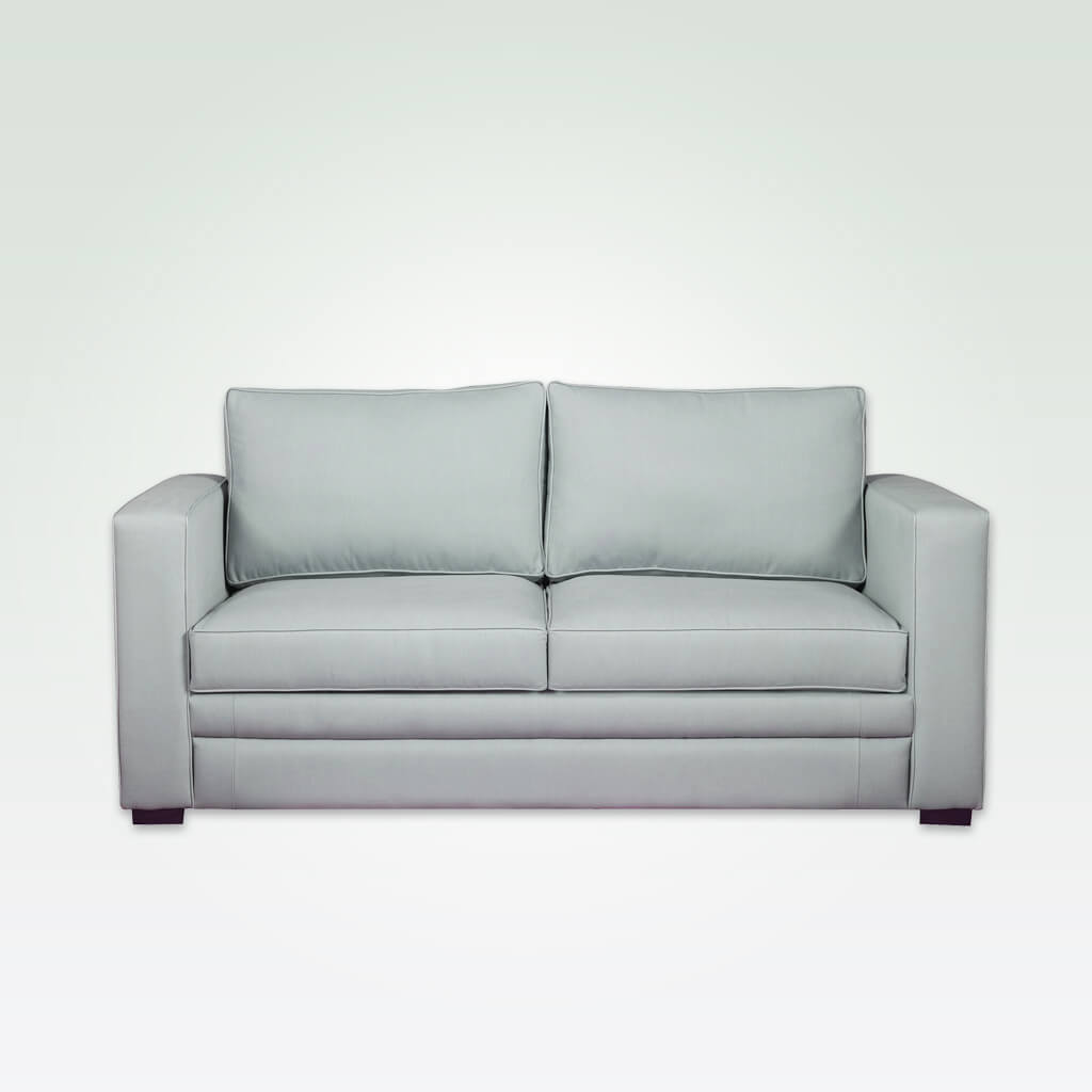 Otero light grey sofa with leather upholstery and soft seat and back cushions 