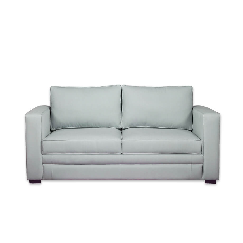 Otero light grey sofa with leather upholstery and soft seat and back cushions  - Designers Image