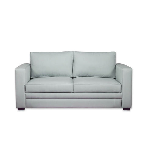 Otero light grey sofa with leather upholstery and soft seat and back cushions 