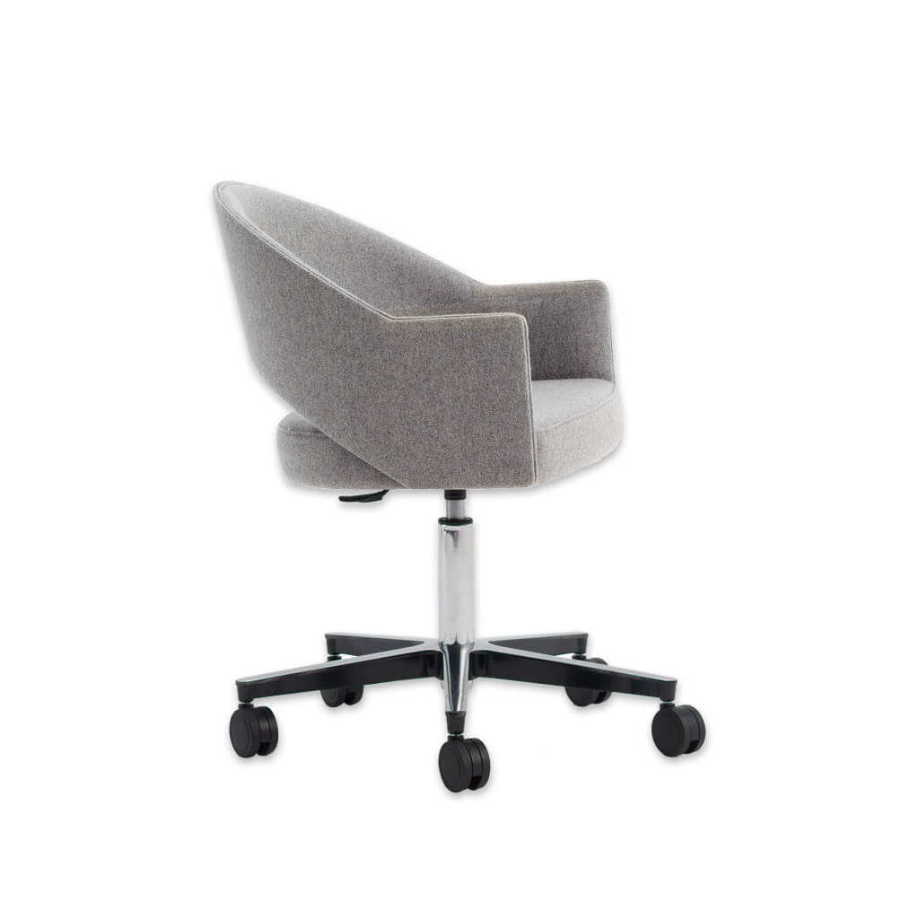 Paris Upholstered Light Grey Desk Chair with Curved Backrest with Cut Out and Angular Armrests - Designers Image