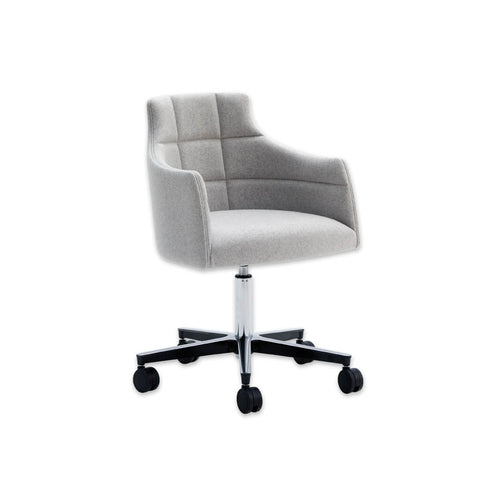 Paris Modern Grey Fabric Desk Chair with Padded Backrest Detail and Swivel Base 