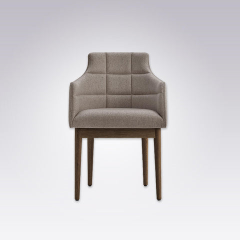 Paris Light Brown Armchair with Curved Back and Quilting Detail