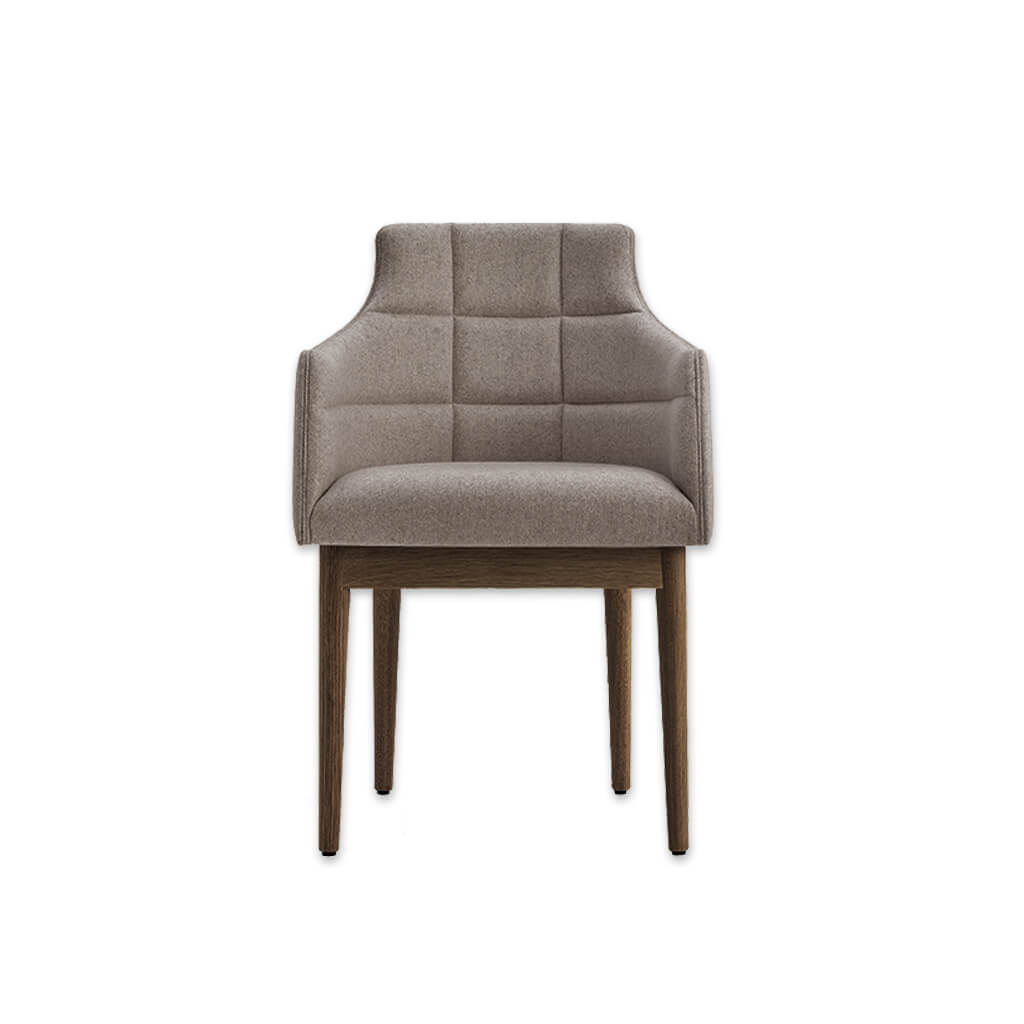 Paris Light Brown Armchair with Curved Back and Quilting Detail - Designers Image