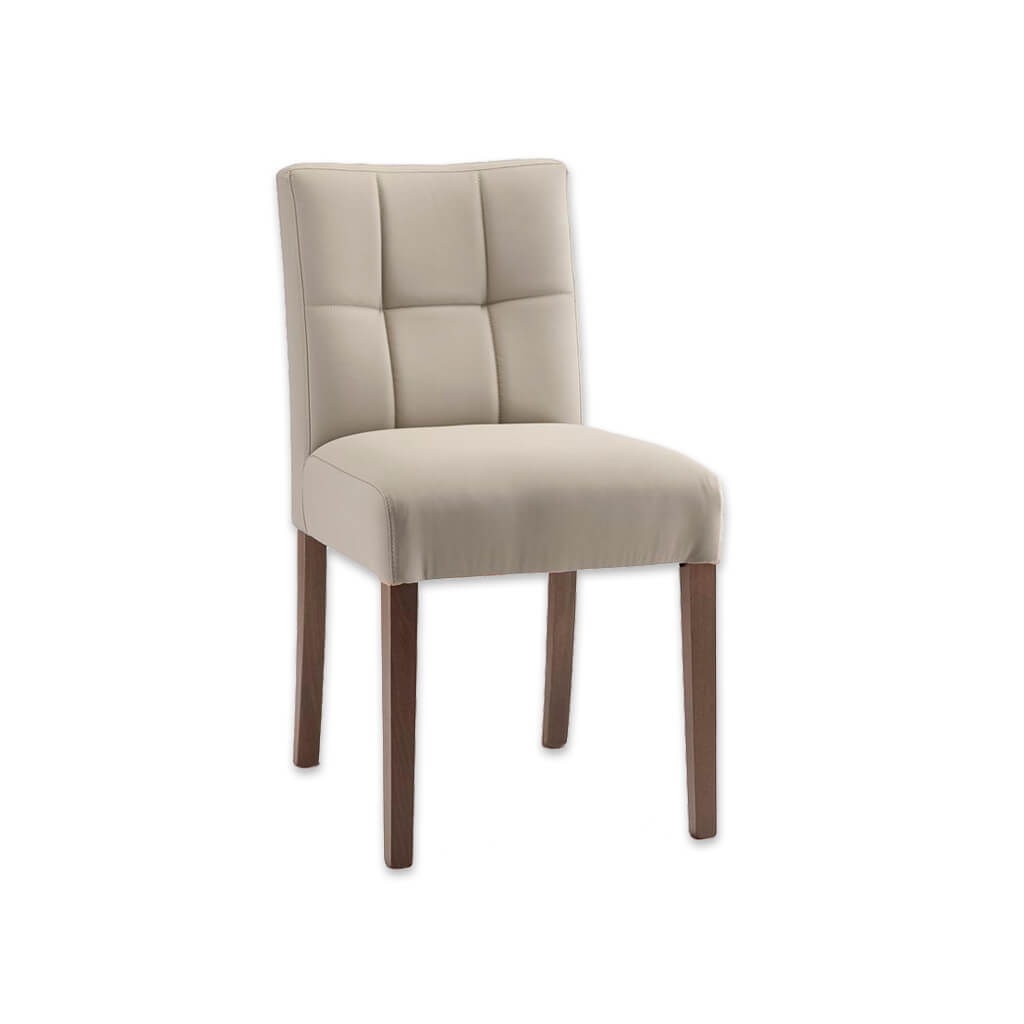 Rita Cream Dining Chair Fully Upholstered with Deep Tiled Backrest detail and Straight Legs - Designers Image