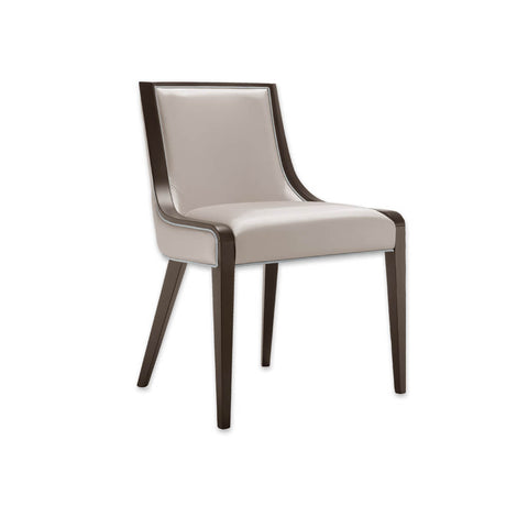 River Cream Wooden Dining Chair Flowing Dark Show Wood Edging and Splayed Back Legs 