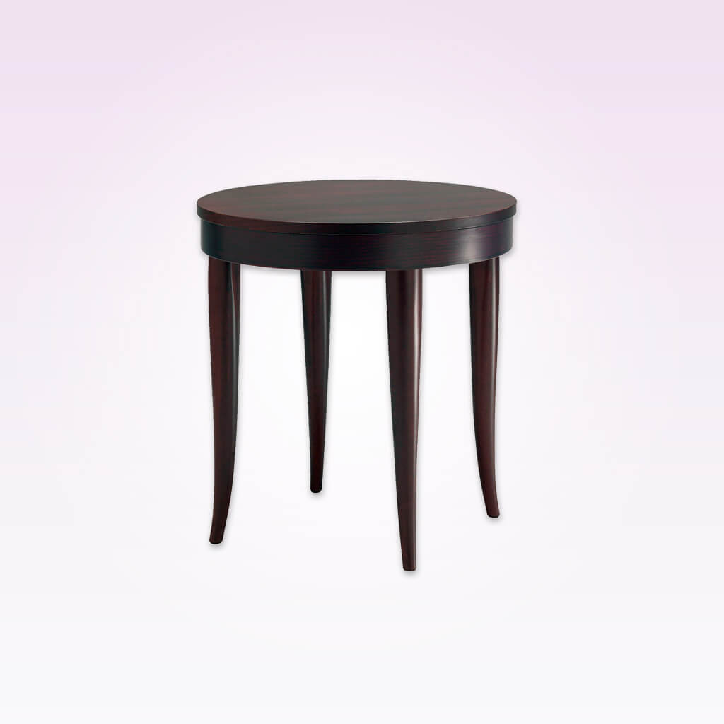 Rizolli round bar table with down stand and curved tapered legs