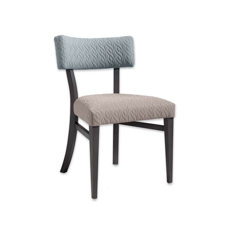 Sandra Upholestered Light Blue Dining Chair with Open Back and Side Stretchers 