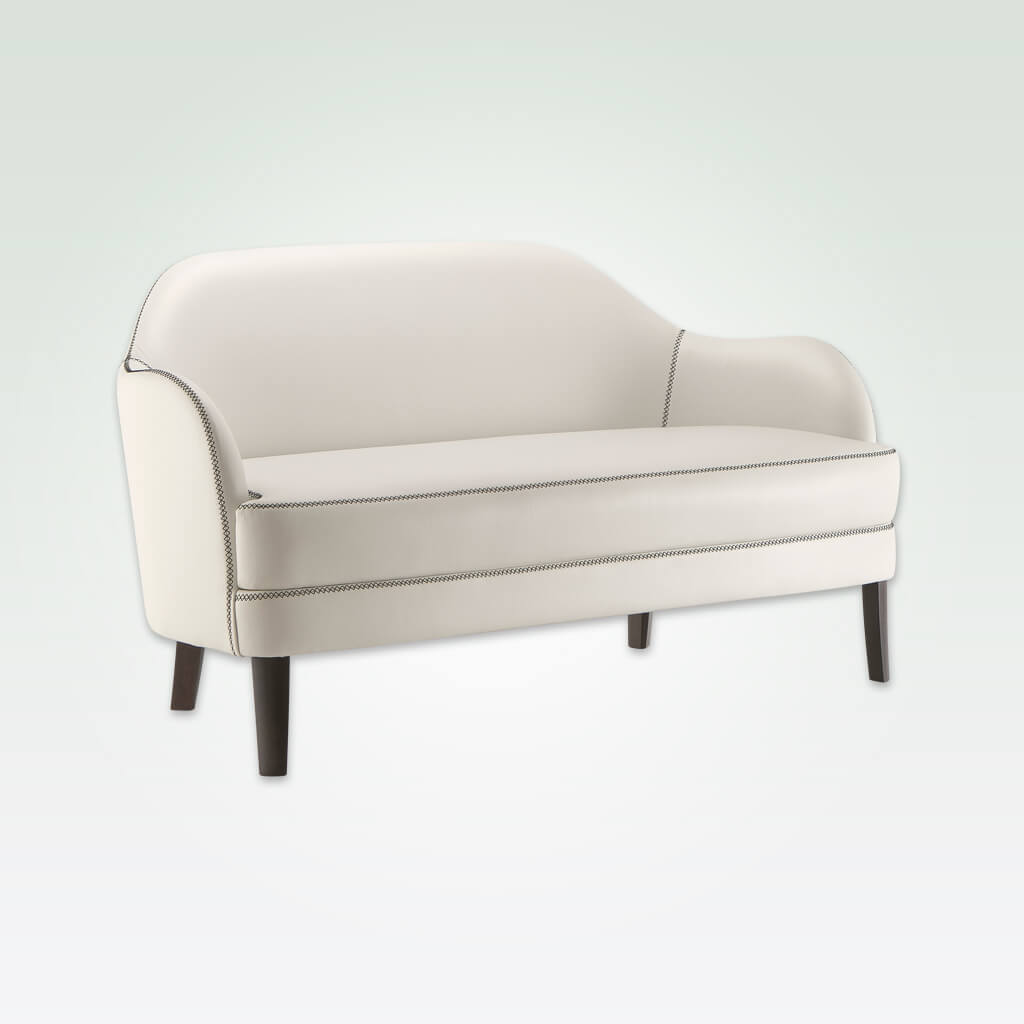 Seattle modern white sofa with leather upholstery and decorative stitching detail