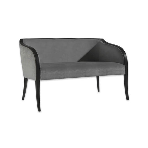 Sierra dark grey modern sofa with show wood and tapered wooden legs 