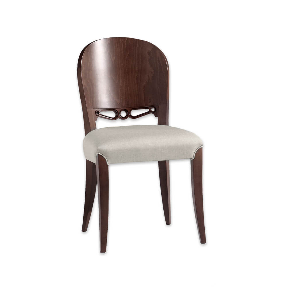 Squero Brown Dining Chair with Show Wood Back Feature and Piping Detail around Front Legs - Designers Image