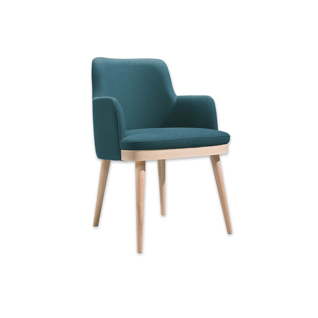 Stella Upholstered teal Tub Chair With High Backrest and Splayed Timber Legs - Designers Image