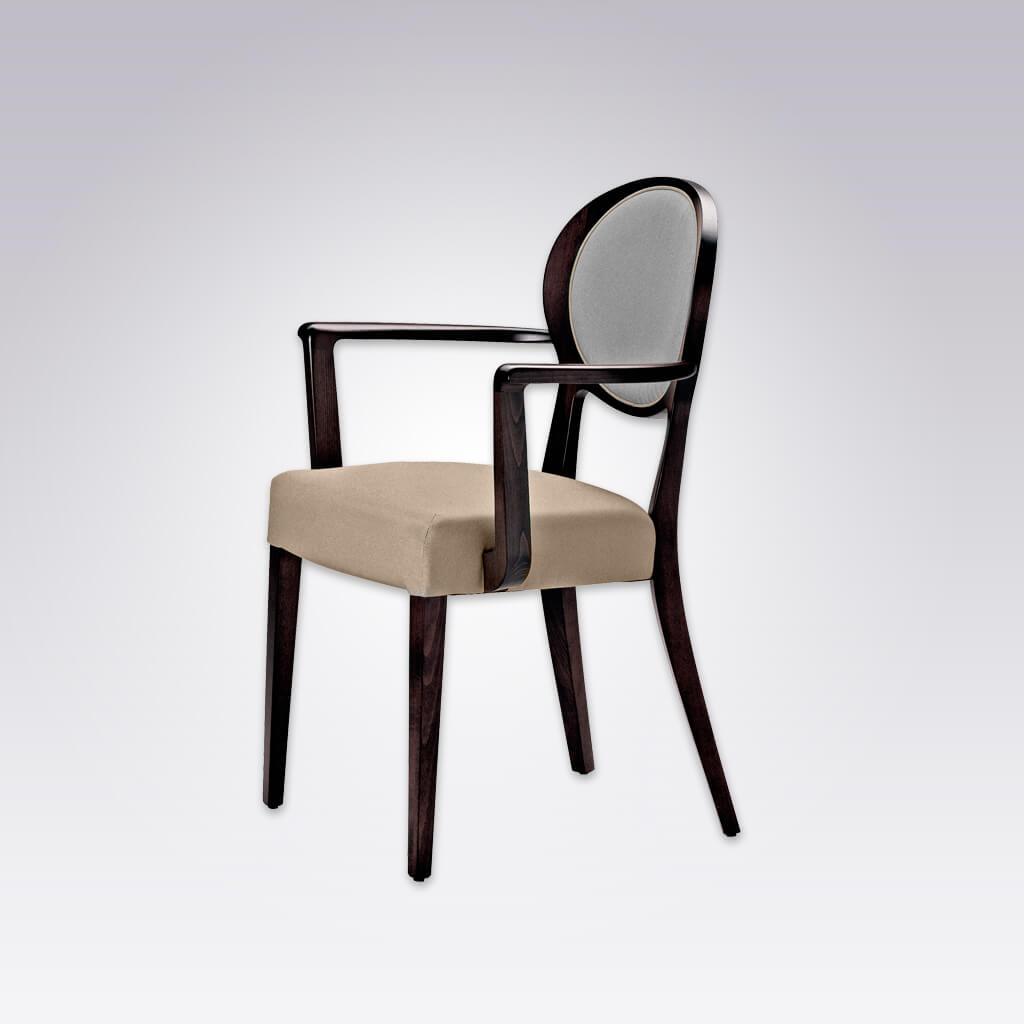 Suli Open Back Dining Chair with Round Upholstered Backrest and Splayed Timber Legs