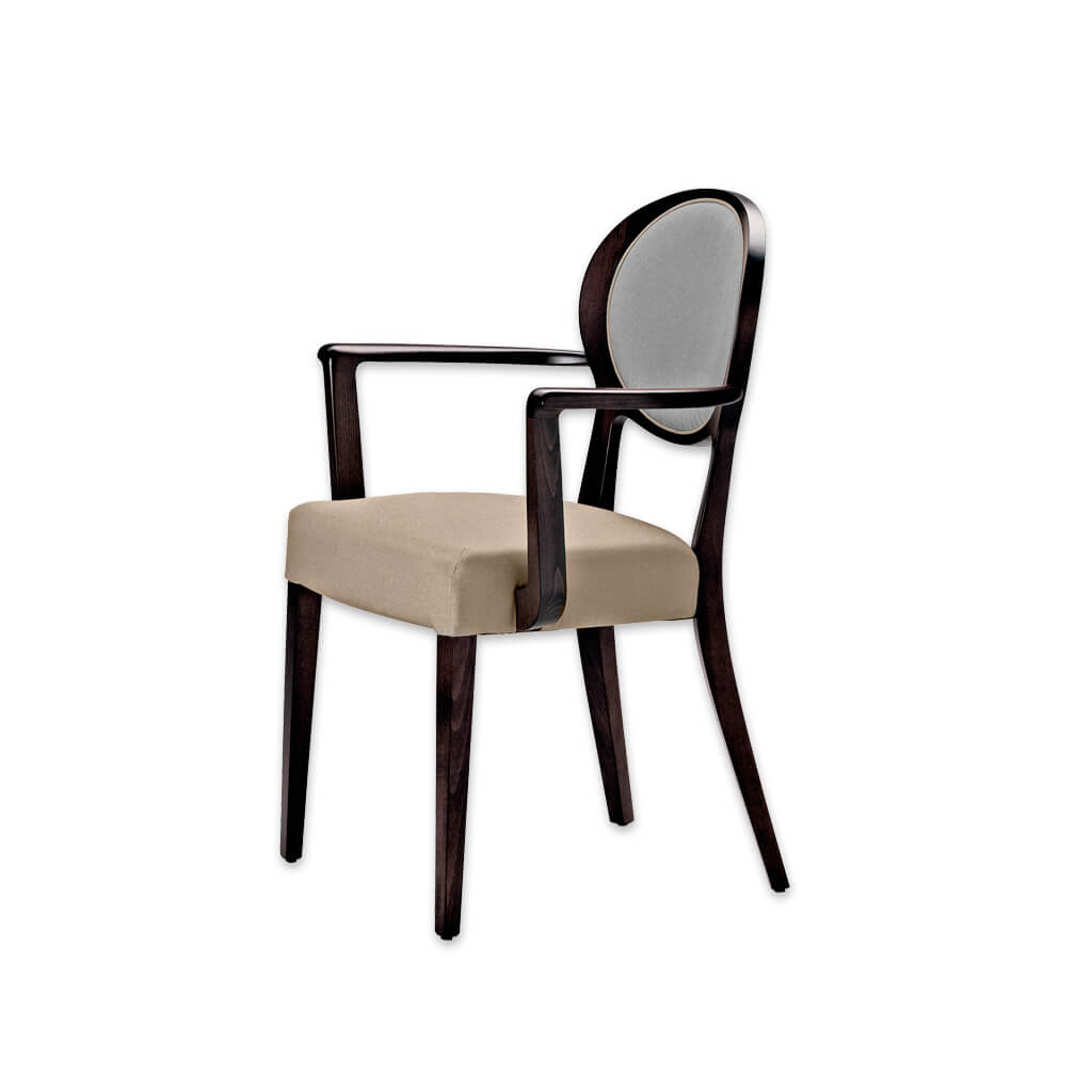 Suli Open Back Dining Chair with Round Upholstered Backrest and Splayed Timber Legs - Designers Image