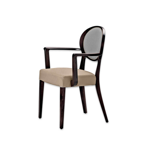 Suli Open Back Dining Chair with Round Upholstered Backrest and Splayed Timber Legs