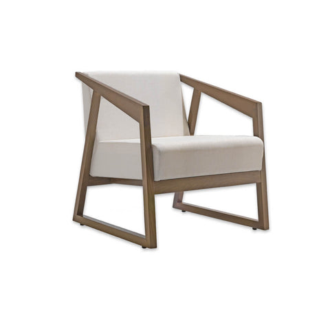 Tago Geometric Modern Wooden Lounge Chair with Upholstered Seat and Ski Legs