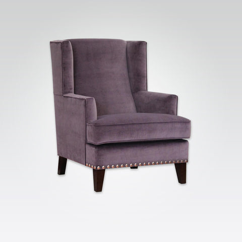 Teide Fully Upholstered Purple Armchair with Seat Stud Detail