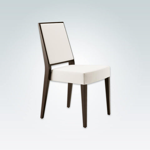 Timberly Modern White Dining Chair with Brown Tapered Show Wood Legs and Upholstered Seat 