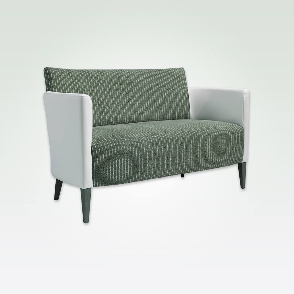 Tori contemporary green and white sofa with contrast upholstery and tapered legs