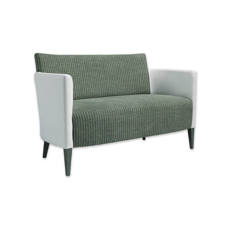 Tori contemporary green and white sofa with contrast upholstery and tapered legs