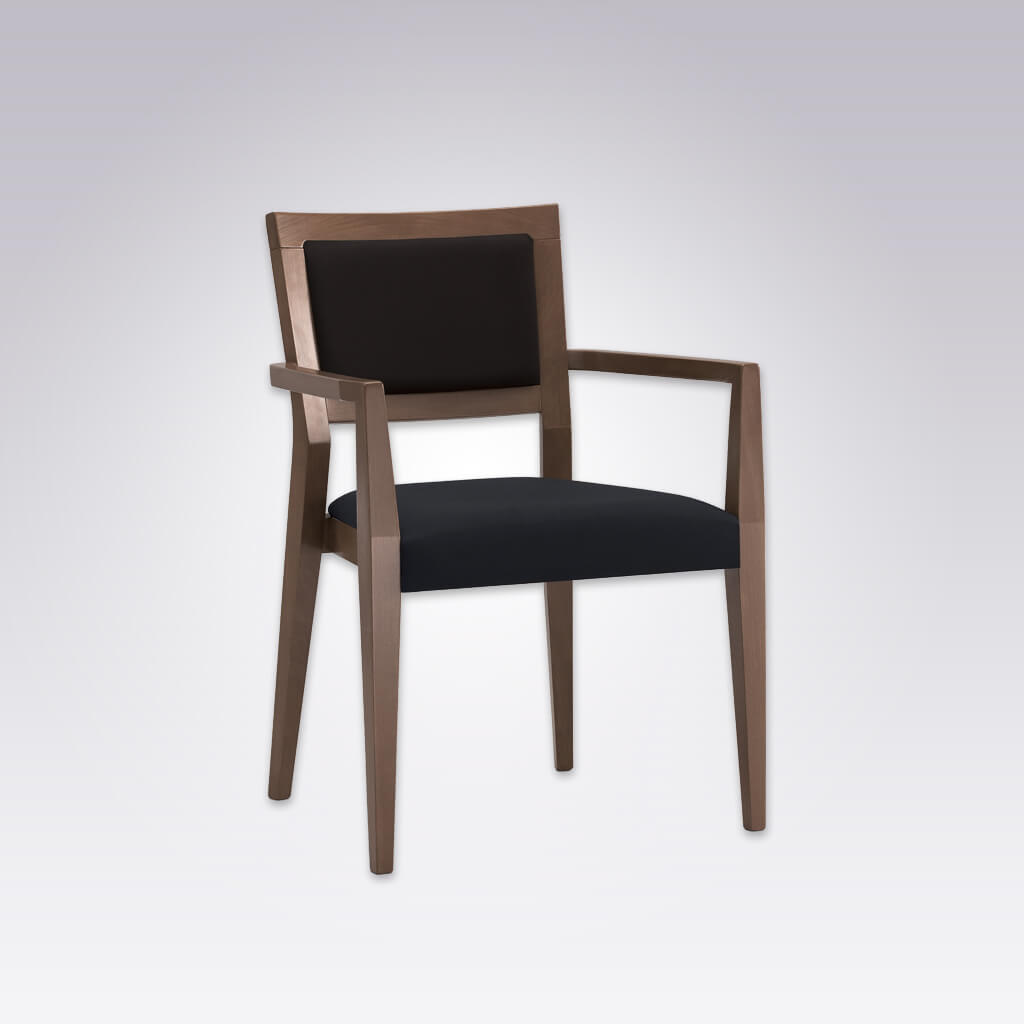 Vienna Black and Brown Armchair Angular Arms with Back and Seat Pads