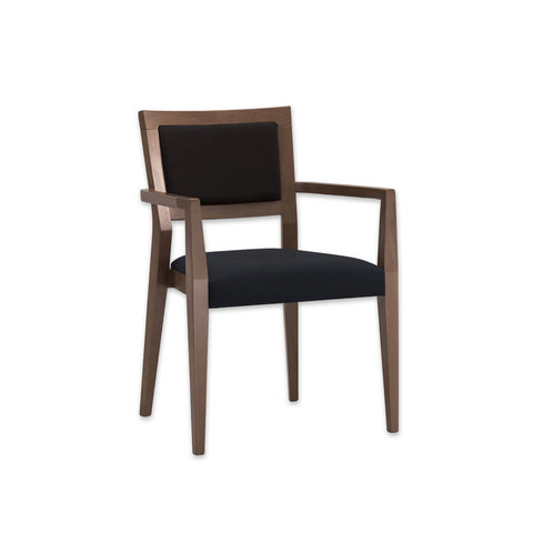 Vienna Black and Brown Armchair Angular Arms with Back and Seat Pads