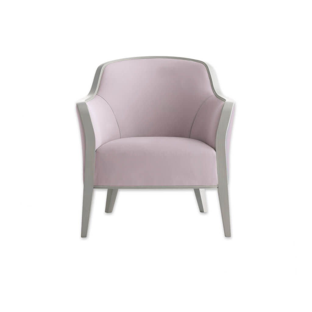 Wave Show Wood Light Pink Lounge Chair with Flared Arms and Deep Cushioned Seat Pad - Designers Image
