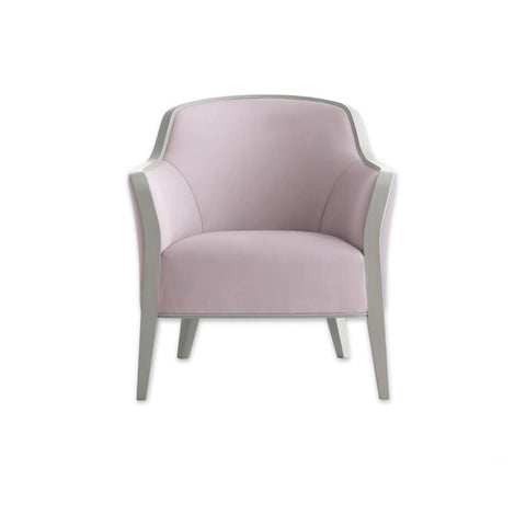 Wave Show Wood Light Pink Lounge Chair with Flared Arms and Deep Cushioned Seat Pad