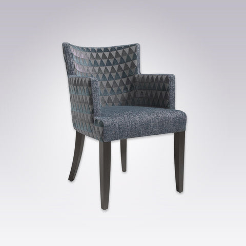 Julianna grey and Blue patterned Armchair with  Curved Back 