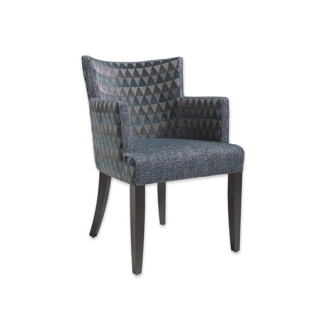 Julianna grey and Blue patterned Armchair with  Curved Back  - Designers Image