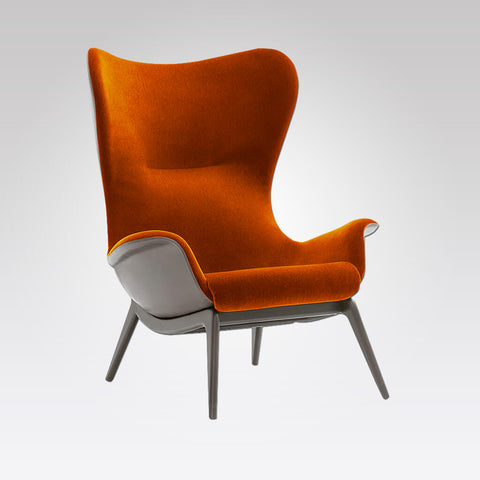 Nirvana Burnt orange lounge chair on timber legs