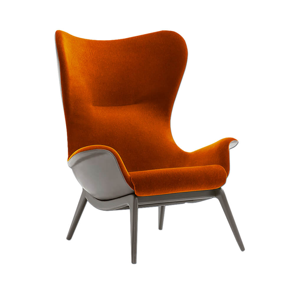Nirvana Burnt orange lounge chair on timber legs - Designers Image