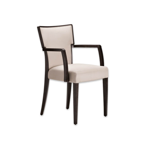 Alaska Cream Upholstered Armchair Hammer Back Design with Show Wood Edging and Arms 