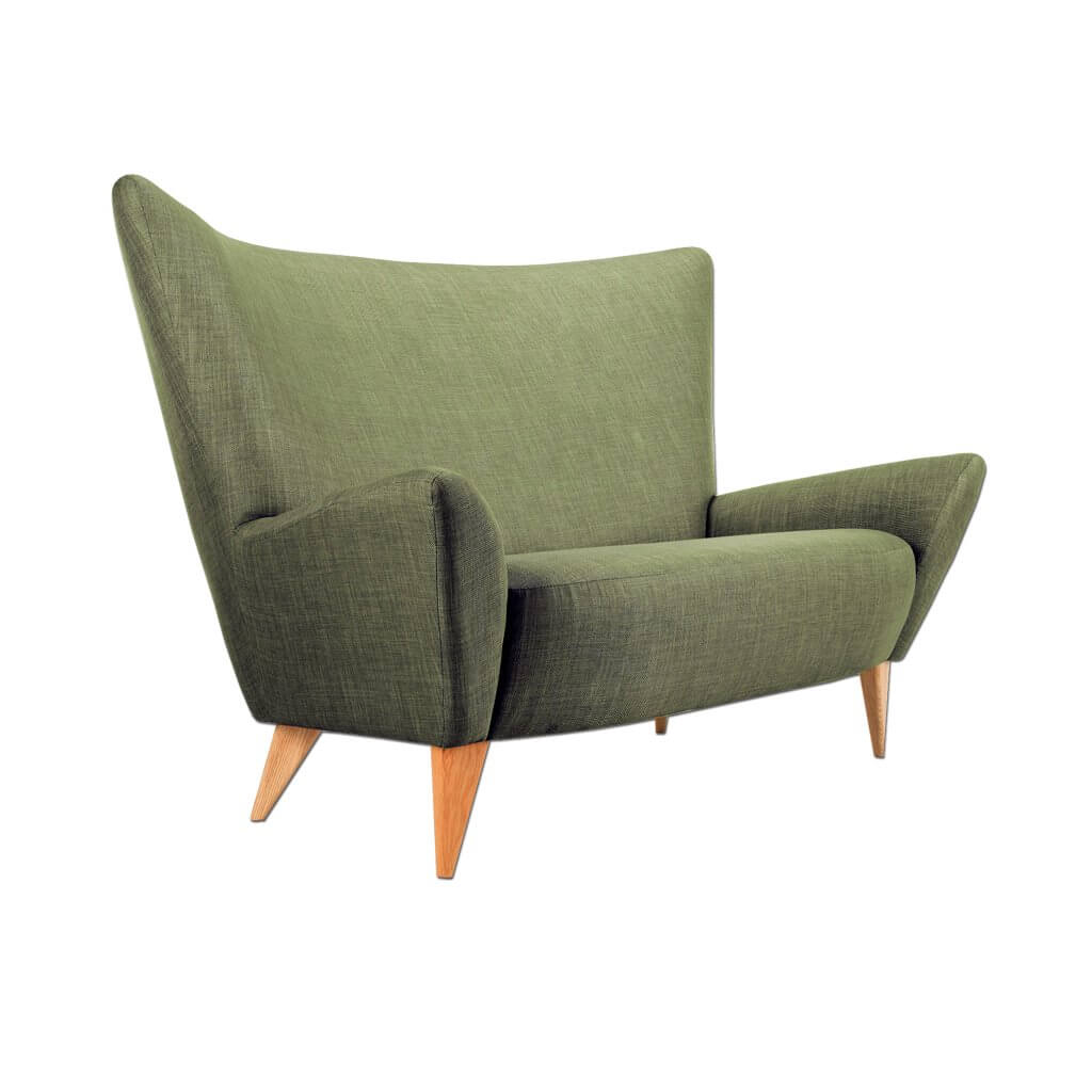 Arina green accent chair with winged back and tapered wooden legs - Designers Image