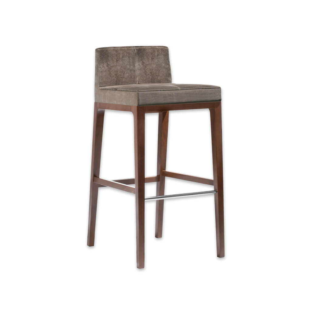 Arisa brown velvet bar stool with timber legs and a metal kick plate - Designers Image