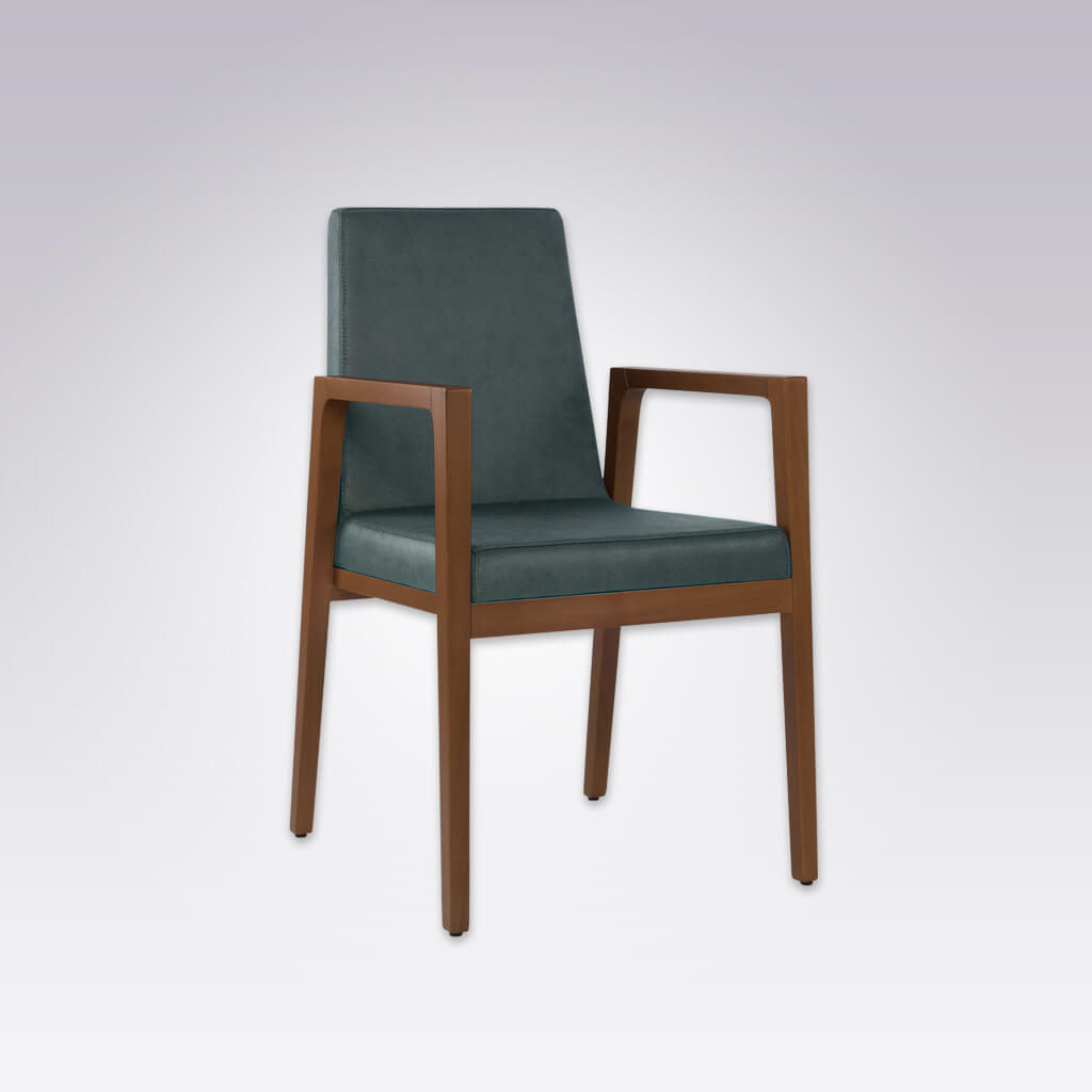 Arisa Turquoise Armchair with Angular Show Wood Frame 
