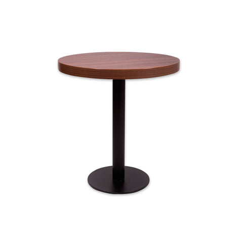 Astrid brown high top table with metal pedestal and round base plate