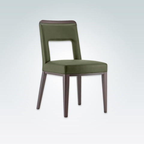 Austin Retro Fully Upholstered Green Leather Dining Chair with Cut out Back Detail 3059 RC1