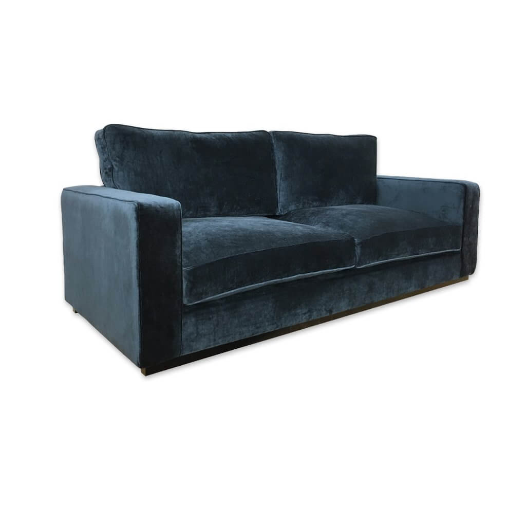 Beck dark blue velvet sofa bed with deep padded cushions  - Designers Image