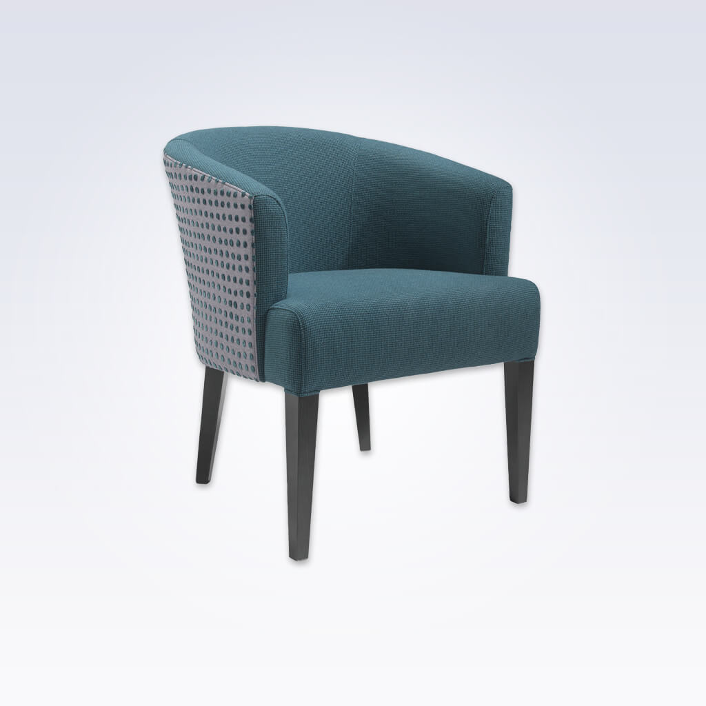 Bianca Blue Fabric Tub Chair With Rounded Backrest And Tapered Legs 
