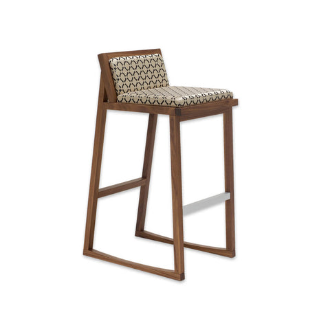 Bohemia patterned bar stools with low back and  timber ski legs 