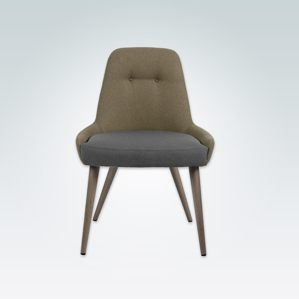 Bopp Full Upholstered Green and Grey Chair with High Curved Back and Conical Legs 3032 RC1