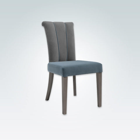 Bruelle Blue Upholstered Dining Chair with Fluted Back Upholstery Detail and Scroll Back 3056 RC2