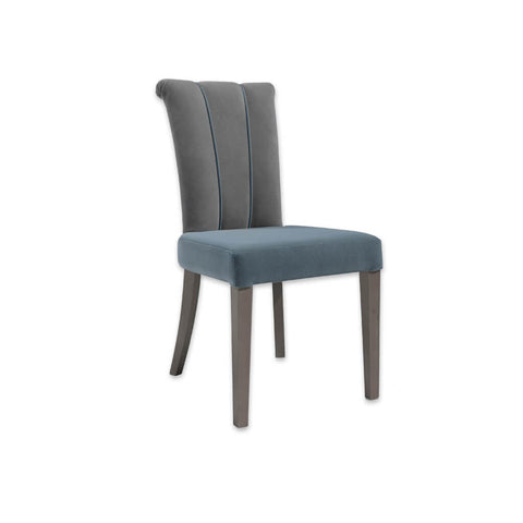 Bruelle Blue Upholstered Dining Chair with Fluted Back Upholstery Detail and Scroll Back 3056 RC2