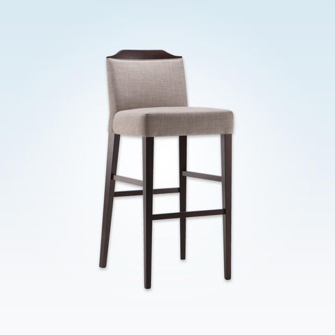 Caesar light brown bar stool with show wood finish to the back and tapered wooden legs 