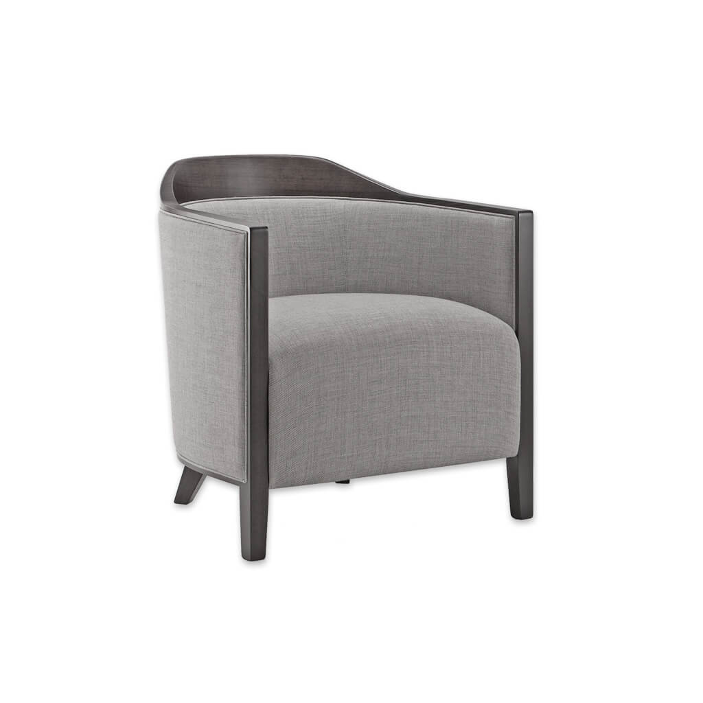 Caesar Charcoal Grey  Lounge Chair with Show Wood Curves and Grab Handle with Deep Padded Seat 1006 LC1 - Designers Image