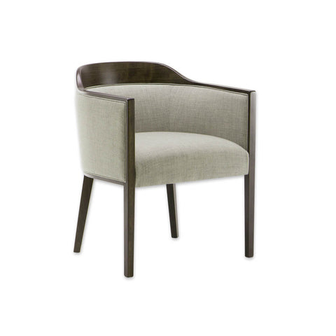 Caesar Beige Upholstered Tub Chair With Show Wood Edging and Tapered Legs