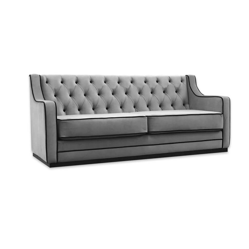Camillo contemporary grey and black sofa bed with contrast piping trim and decorative buttoning - Designers Image