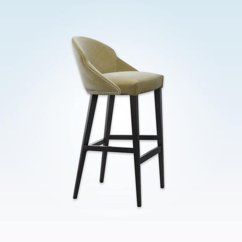 Candi mustard bar stool with curved, padded backrest and seat 